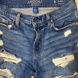 Hi-rise dark blue shorts